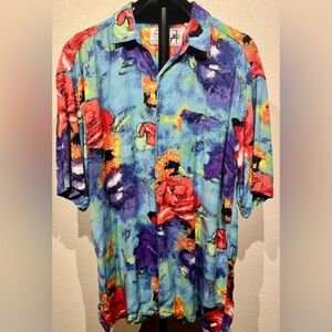 Vintage Nino Foriero by Randy River 100% Rayon Short Sleeve Button-up Shirt